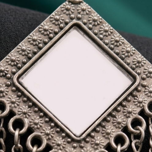 Elegant Oxidised Square Mirror Ghungroo Earrings