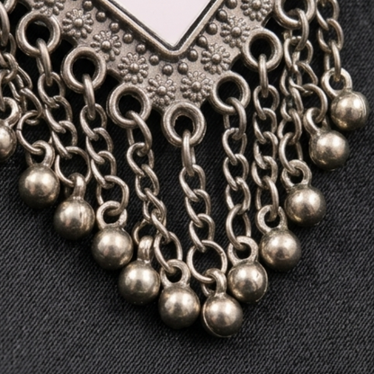 Elegant Oxidised Square Mirror Ghungroo Earrings