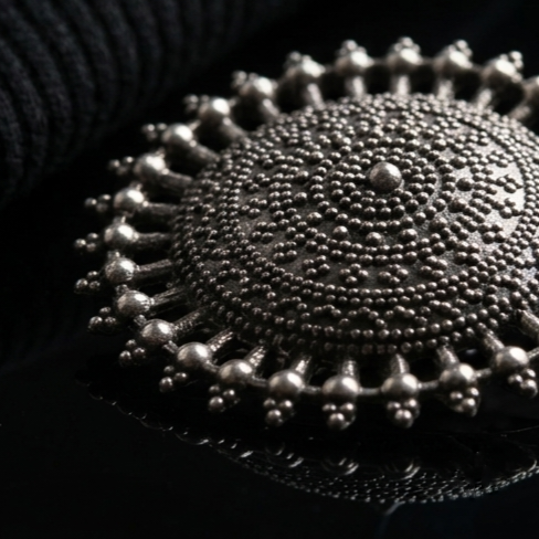 Statement Oxidised Silver Tribal Dome Earrings