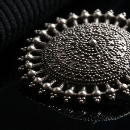Statement Oxidised Silver Tribal Dome Earrings