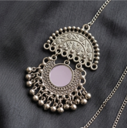 Festive Oxidised Mirror Chandbali Earrings
